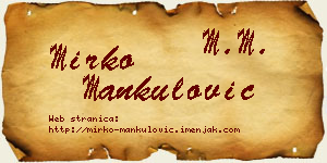 Mirko Mankulović vizit kartica